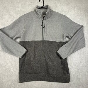 Ascend Mens Gray Two Tone 1/4 Zip Pullover Long‎ Sleeve Casual Sweater M